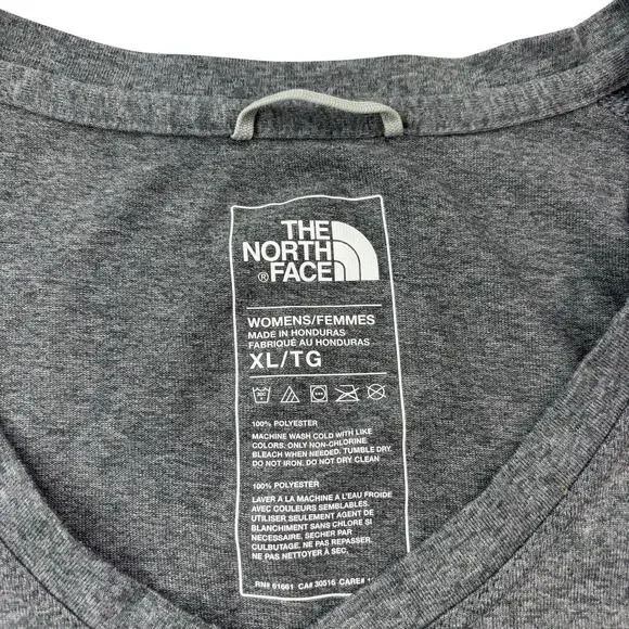 The North Face Women's XL XLARGE Flash Dry Short Sleeve V-Neck Gray W/Front Logo - Picture 14 of 16